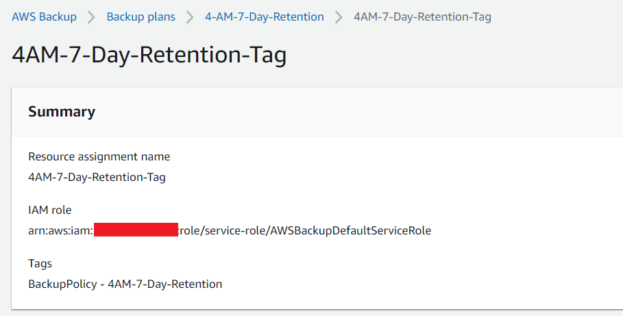 AWS backup resource tag assignment