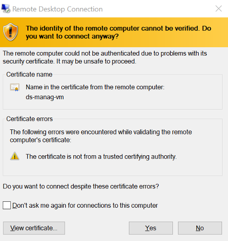 certificate warning
