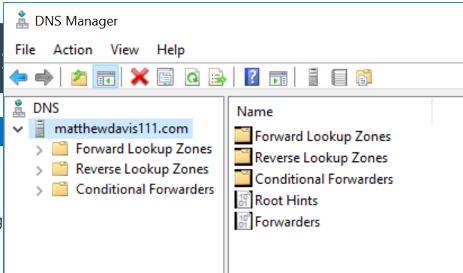 DNS manager connected