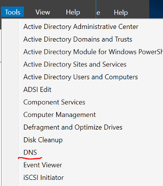 open the DNS tool from the tools menu