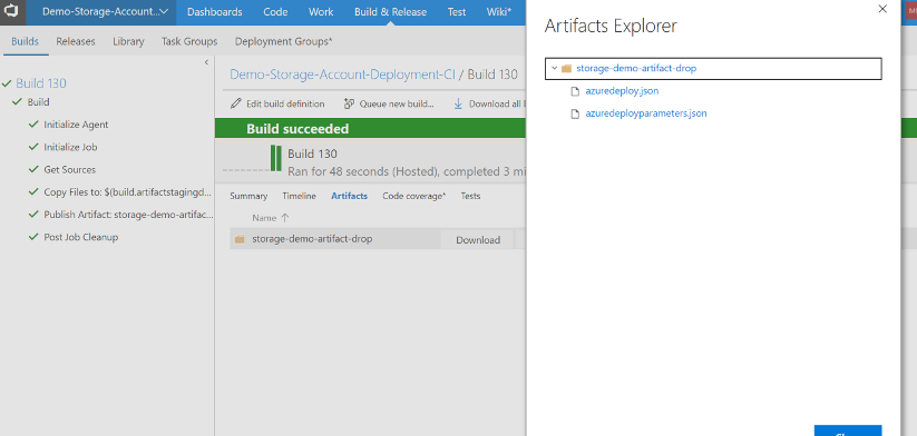 VSTS build artifacts