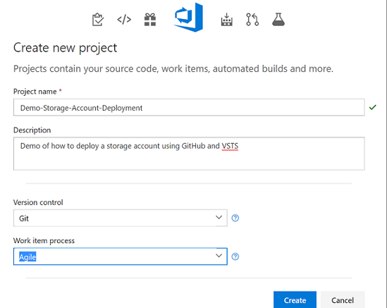 VSTS create New Project