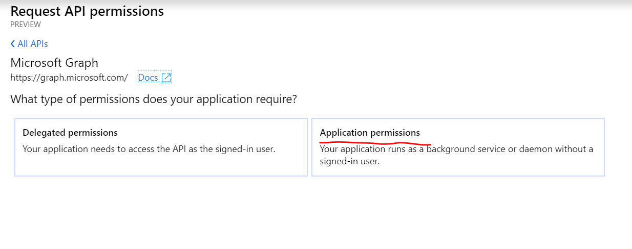 API application permissions tile
