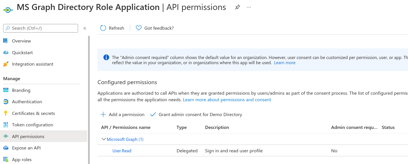 user read api permissions granted
